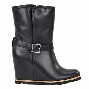 UGG Women’s Ellecia Ankle Booties, Black Leather, Size 8,
